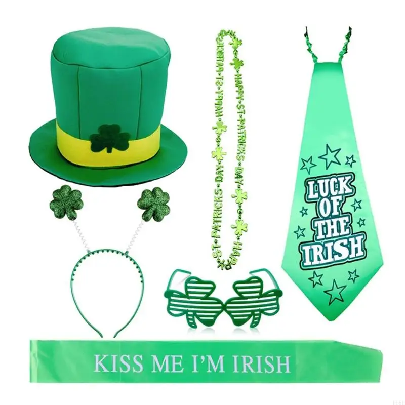 

H58E Patricks Day Costume Set Patrick's Day Accessories Decorations Supplies