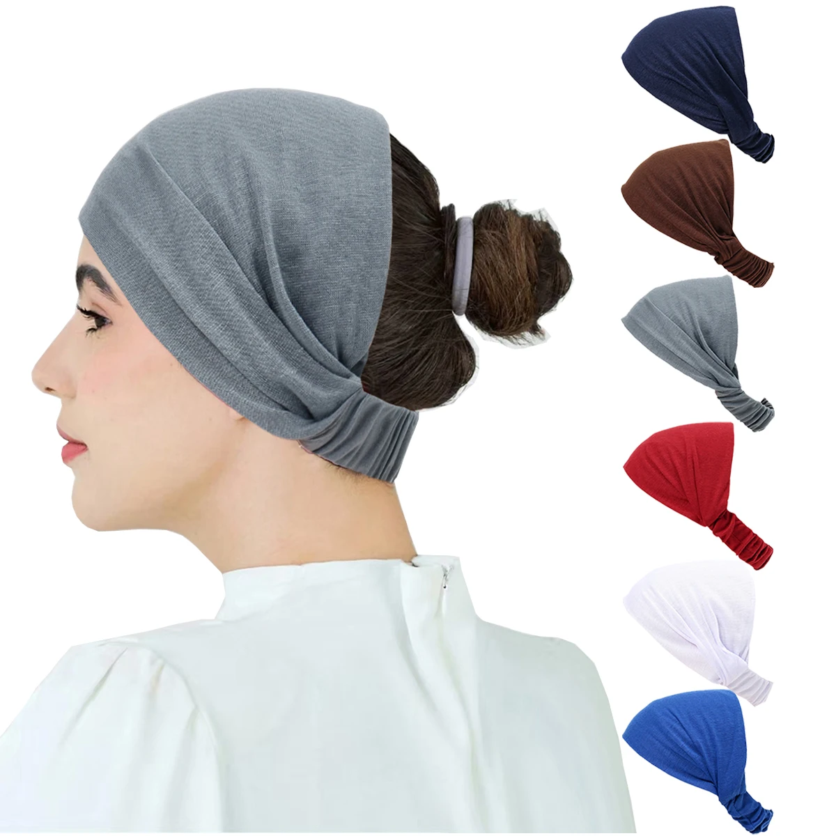 

Новая однотонная повязка на голову, широкий тюрбан, хиджаб, мягкая эластичная повязка на голову, женская спортивная повязка для волос, удобная повязка на голову, аксессуары для волос