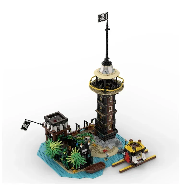 Moc-Modular Farol Fortaleza Building Block, Tecnologia Tijolo, Montagem DIY, Casa Construir, Brinquedo, Presente de Natal, Casa Modelo