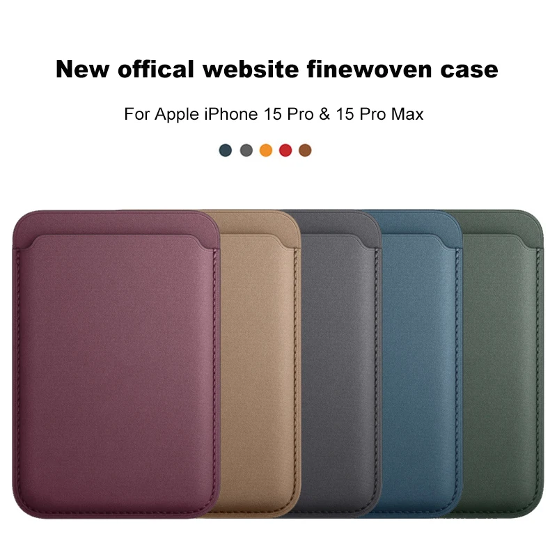 Offical Finewoven Card Wallet Case For iPhone 15 Pro Max Plus For iPhone 14 13 12 Pro Strong Magnetic No Animation Magsafe Cover