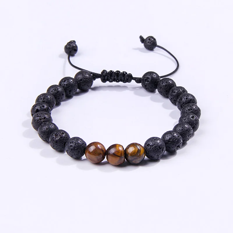 Vulkans tein Tigerauge Perlen Armband Männer Frauen Yoga Meditation Gesundheits schutz Schmuck Naturstein Armband