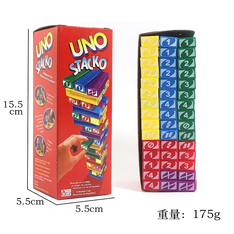 Stacko UNO Card Board Games Family Entertainment Poker Party Early Education Puzzle Stackoed Toys Playing Cards Birthday Gift