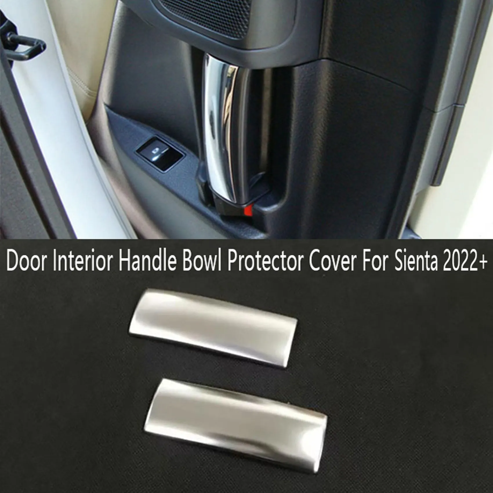 For Toyota Sienta 2022+ 2PCS Silver Car Door Interior Handle Bowl Protector Cover Trim Molding Car