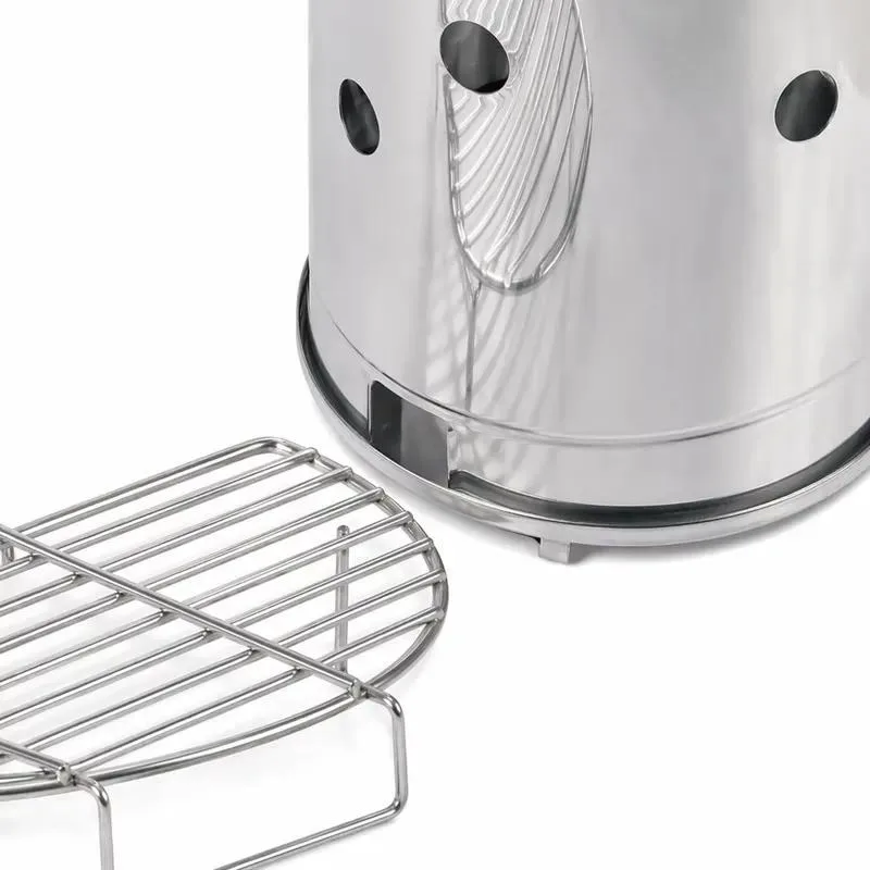 304 Stainless Steel Portable Charcoal Grill Outdoor BBQ Bucket with Adjustable Vent for Camping Picnics