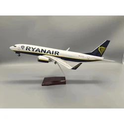 1:85 Scale 47cm DieCast Resin Model Aircraft Ryanair Ireland B737-800 Airplane With LED Lights Collection Display Toys Gifts Fan