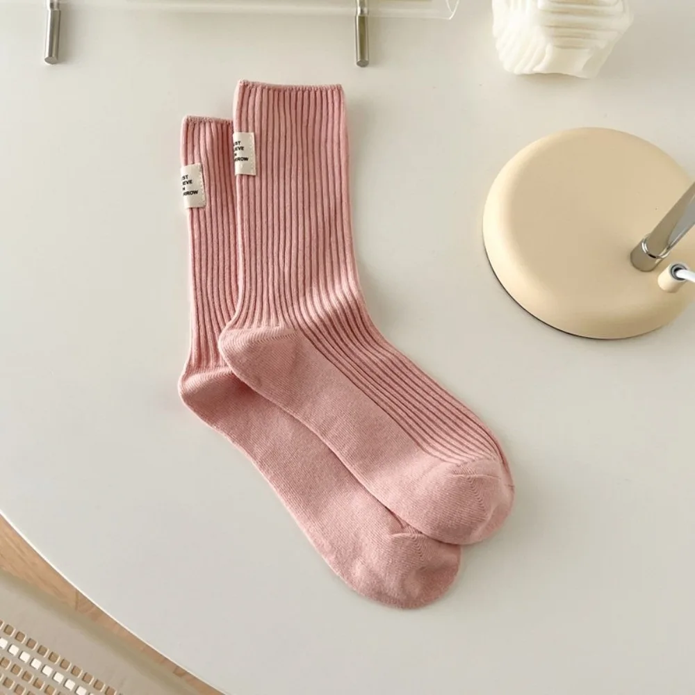 

High Quality Harajuku Sports Socks Knitted Cotton Women Socks Elastic Letter Label Design Snow Boot Socks Autumn Winter