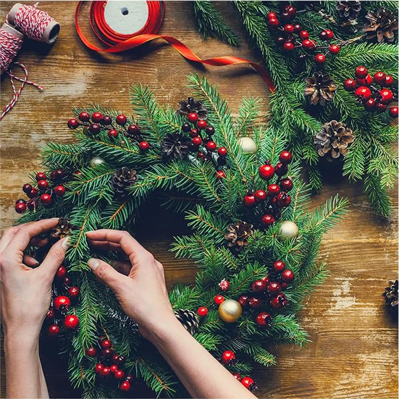 10 Stücke Weihnachtsdekoration Künstliche Rote Beeren Bouquet Weihnachtsbaum Ornament DIY Kranz Weihnachten Neujahr 2026 Geschenke Zubehör – Detail 6