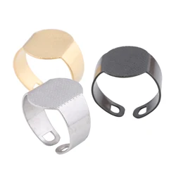 10pcs Ring Bezel Blanks Gold Plated Black Stainless Steel Adjustable Diy Fingerring Base Settings For Jewelry Making Supplies