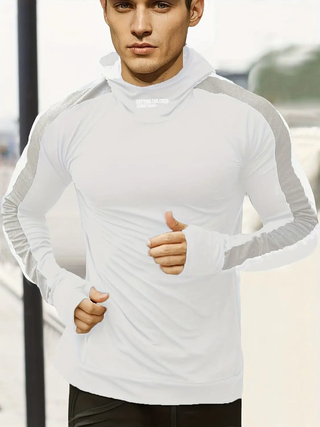 Men's Quick Drying Breathable Sports Hoodie Cool Tight Fitting Outdoor Fitness Long Sleeved T-Shirt