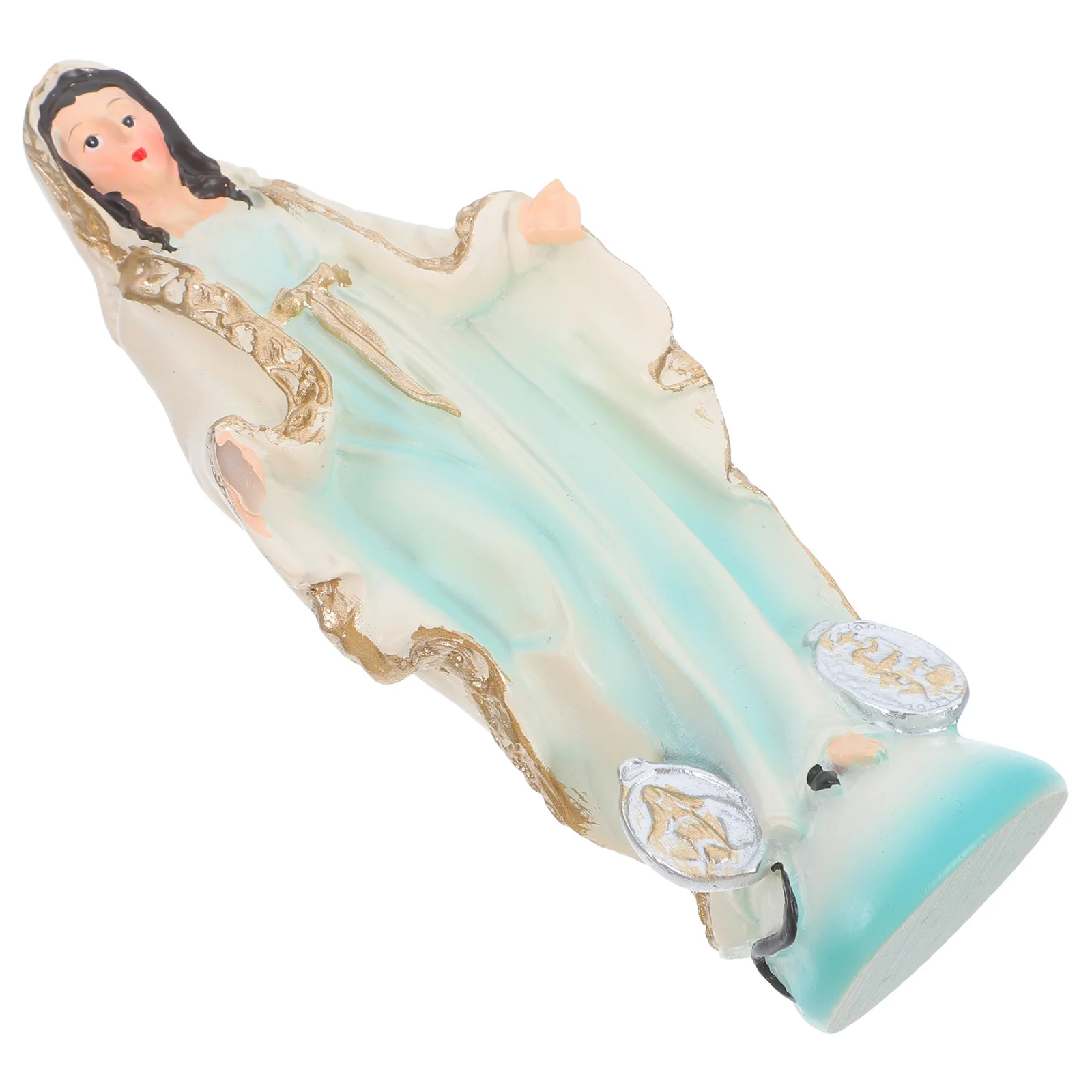 

Resin Virgin Mary Statue Marble Finish Religious Home Decor For Church Desktop Ornament Blessed Mother Sculpture