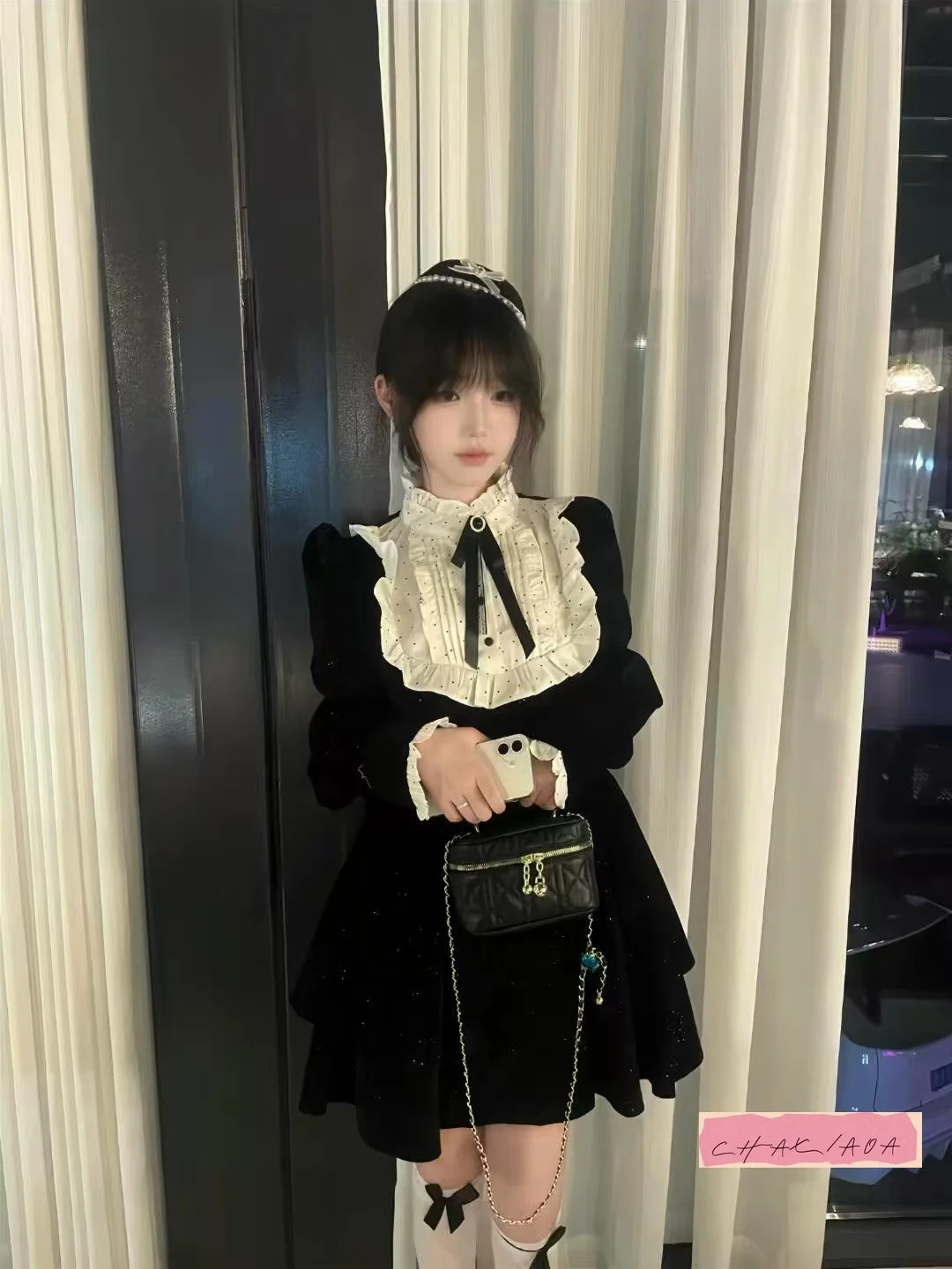 Halloween usar veludo dupla camada fina flash puff bolo vestido bolha de manga comprida veludo cintura rico estilo família vestido aniversário