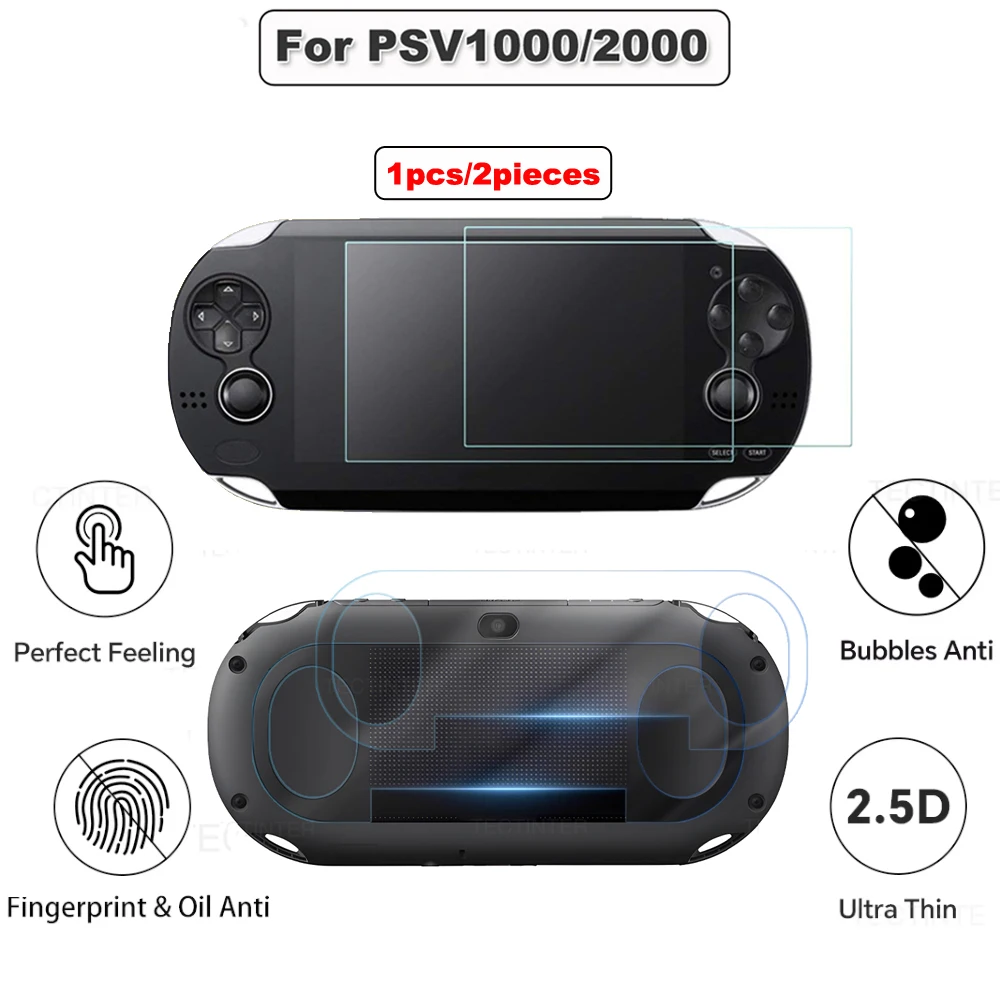 Für Sony PS Vita PSV 1000 Displayschutzfolie vorne gehärtetes Glas + hinten klar Full HD Schutzfolie Abdeckung für PSV 2000 Handheld