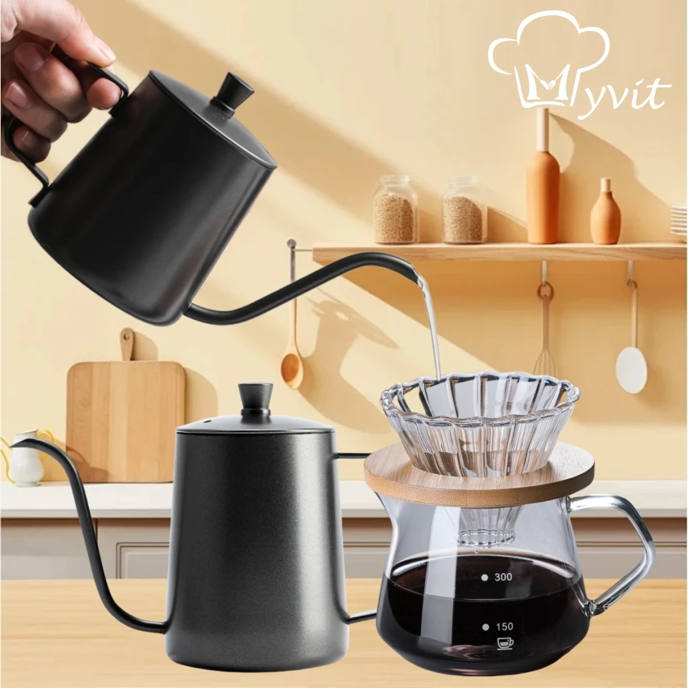 Pour Over Coffee Maker Set Glass Pot With Filter Coffee Dripper Brewer & Stainless Steel Gooseneck Kettle Coffee Filter Manual