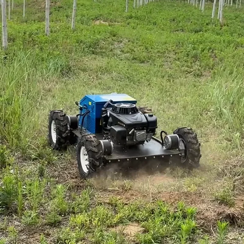 Multipurpose Remote Control Crawler Flail Mower Adjustable Cutting Width Grass Shredder for Fruit Orchard Farmland Mulching