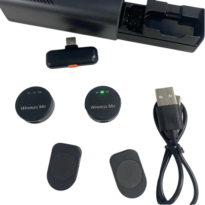 Wireless Lavalier Microphone with Charge Case, Mini Clip/Magnetic Mic Type-C Interface for Smart Device Video Recording-A74P