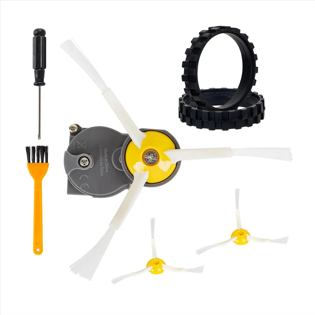 AB30 Side Brush Motor Module Part and Tires Wheels Replacement Compatible for 500 600 700 800 900 I7 E6 E5