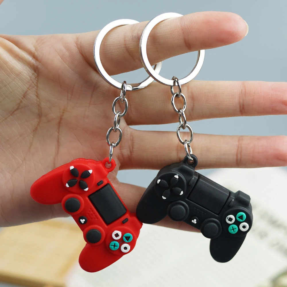 Creative Video Game Controller Handle Keychains PVC Simulation Game Console Pendant With Key Ring For Kid Birthday Party Gifts