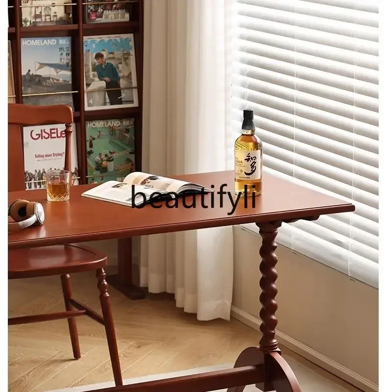 

A15 Retro solid wood dining table Nordic rectangular table Small apartment home desk desk