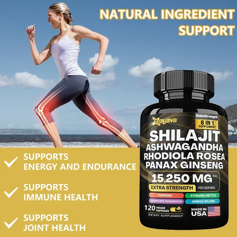 Himalaya Shilajit Ginseng Rhodiola Rosea and Ashwagandha Extract 15250mg High Strength Capsules Non-GMO Energy, Immunity, Joints