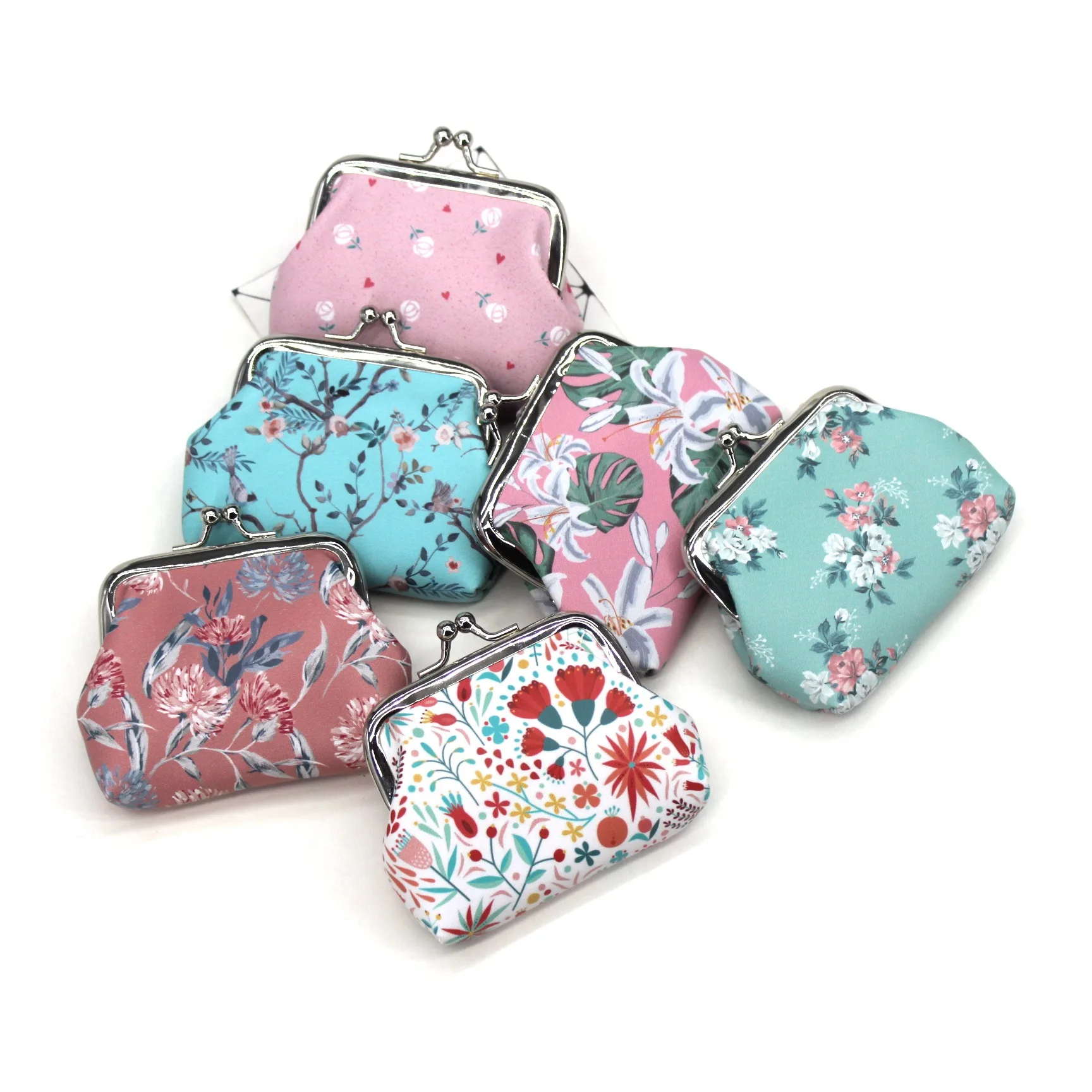 Women Cute Flower Printing Coin Purse Student Girls Hasp Small Wallet Change Pocket Lady Key Lipstick Storage Bag Fashion Clutch