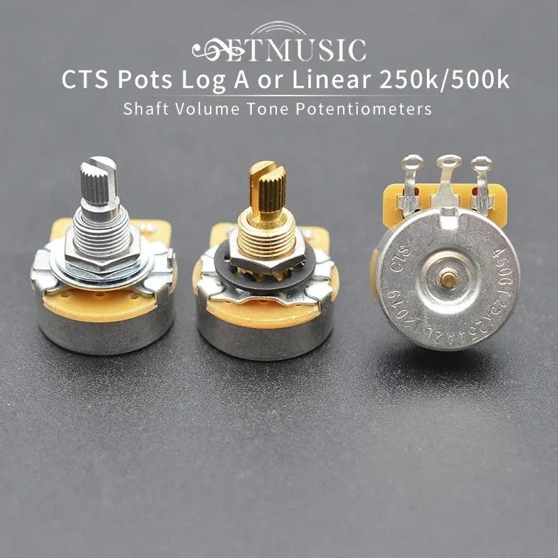 2PCS CTS Pots Log A or Linear  for Electric Guitars 250k/500k Brass/Aluminum Shaft Volume Tone Potentiometers