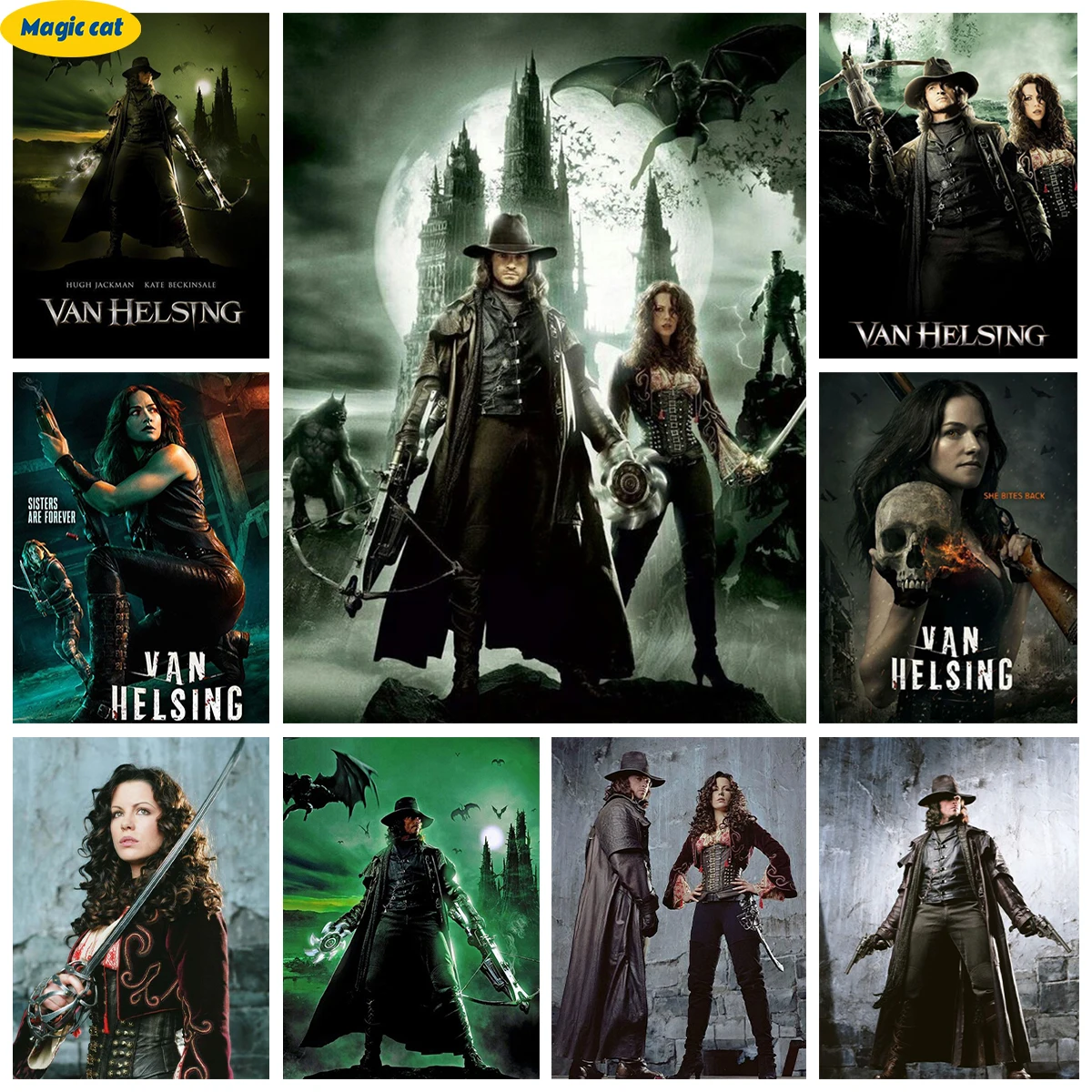 

V-Van Helsing 5D Diamond Painting Vampire Movie Poster Diy Diamond Embroidery Cross Stitch Kit Living Room Bedroom Wall Decor