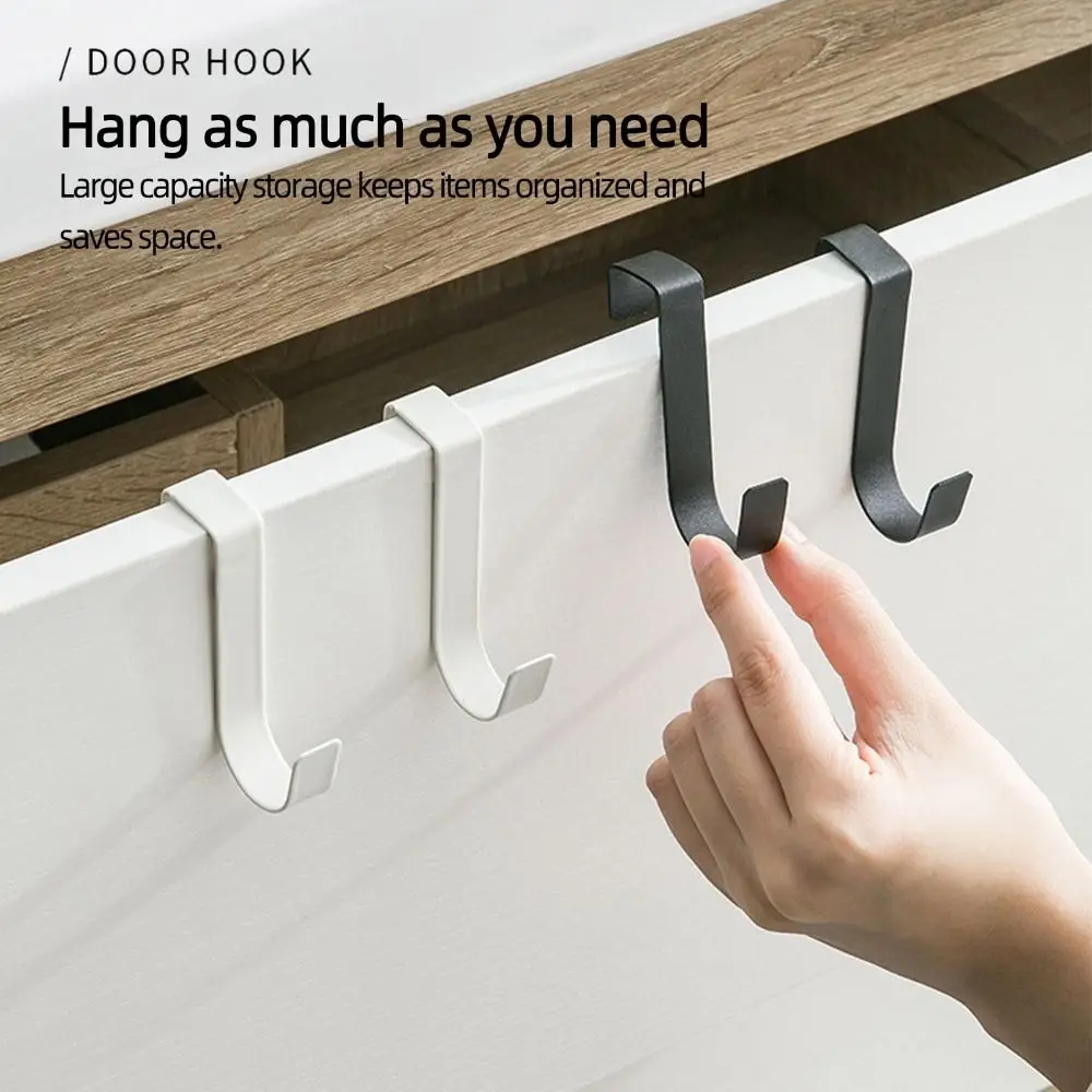 Stainless Steel Over Cabinet Door Hook J Shape Heavy Duty Cabinet Door Hanger No Drill Space Saving Coat Towel Hook Laundry Room