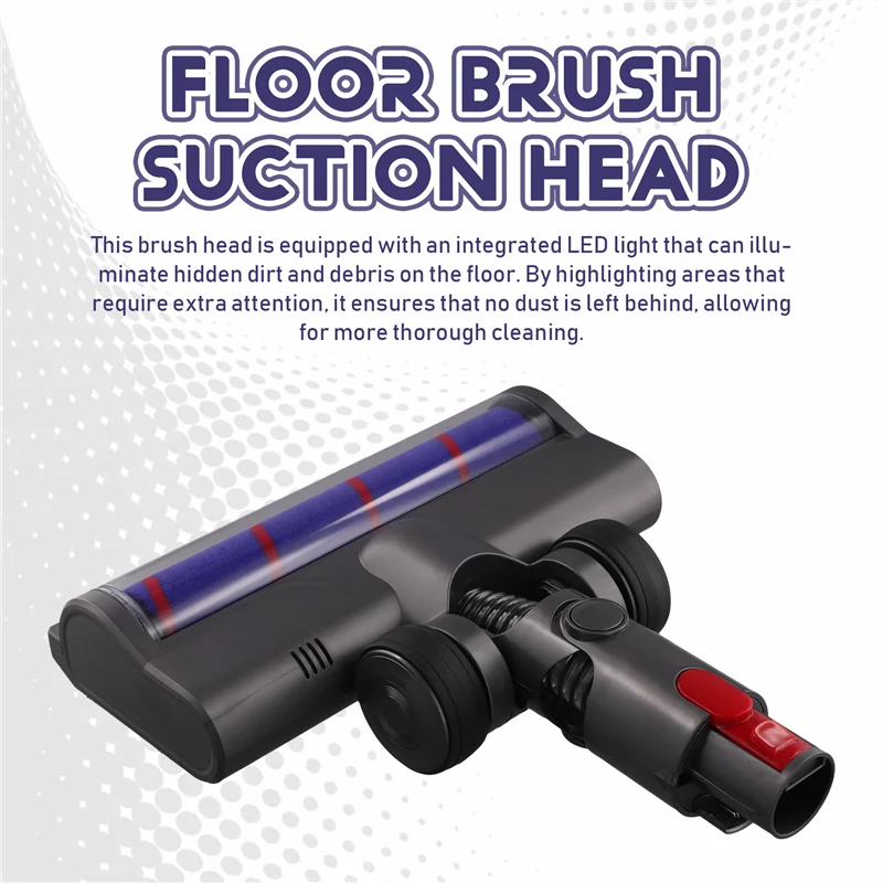 

A23Q-Soft Roller Brush Cleaner Head For Dyson V7/V8/V10/V11/V15 With LED Green Dust Lights