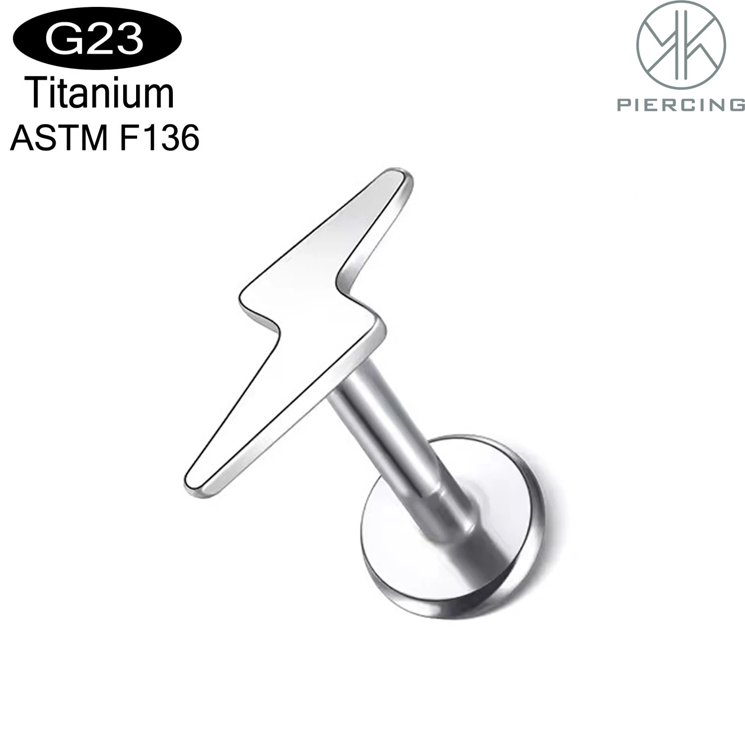 ASTM F136 التيتانيوم ثقب الأنف 16 جرام البرق مسمار ثقب الزنمة محارة الغضروف اللولب أقراط Labret مجوهرات