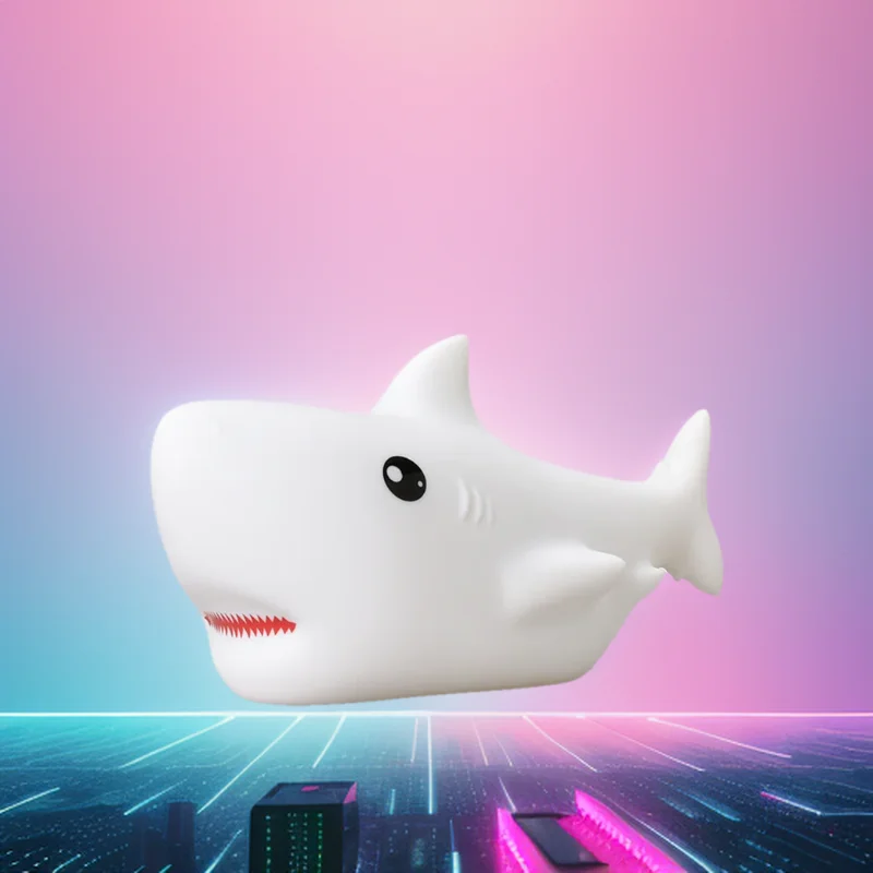 Cute Cartoon Shark Shape Silicone Light,LED NightLights,USB Rechargeable,Bedside Decor Atmosphere Lamp for Kids Baby Gifts