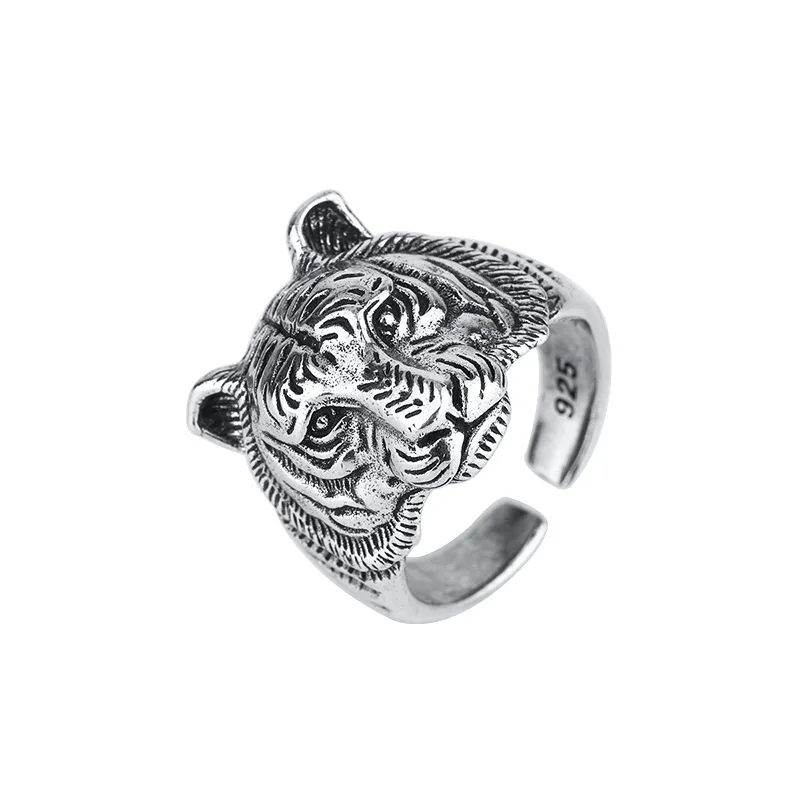 

925 Sterling Silver Adjustable Rings For Women Tiger Luxury Fine Jewelry Aesthetic Vintage Accessories Jewellery Argent 925