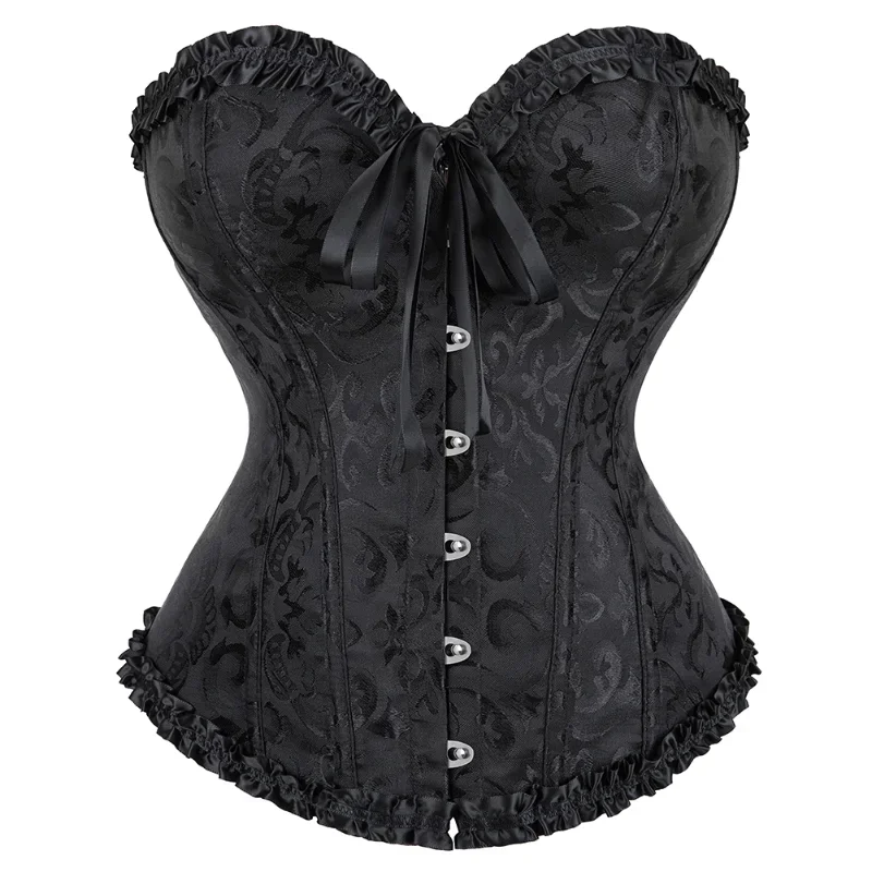 Victorian Corset Top Women Vintage Bustier Lace up Boned Shapewear Gothic Fashion Jacquard Overbust Corselet