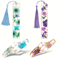 2 Pcs Floral Acrylic Bookmarks Book Page Holders Colorful Tassel Floral Bookmarks Transparent Book Page Holders