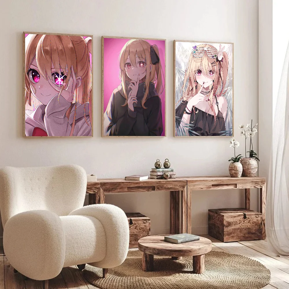 Anime Oshi No Ko Ruby Hoshino Poster Self-adhesive Art Waterproof Paper Sticker Coffee House Bar Room Wall Decor