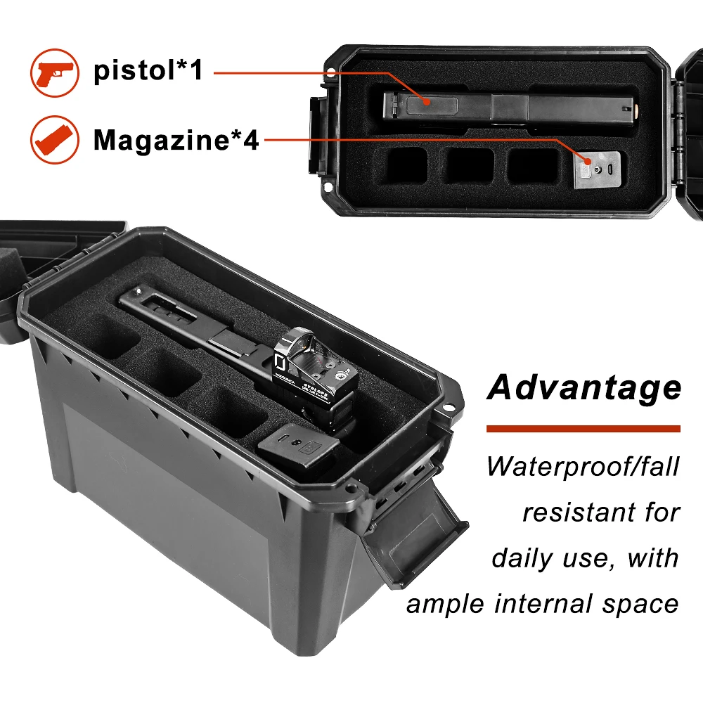 Tactical Ammo Bullet Box Ammo Pistol Storage Can Lockable Ammo Box Containers Weapons Storage Box for Pistol Magazines