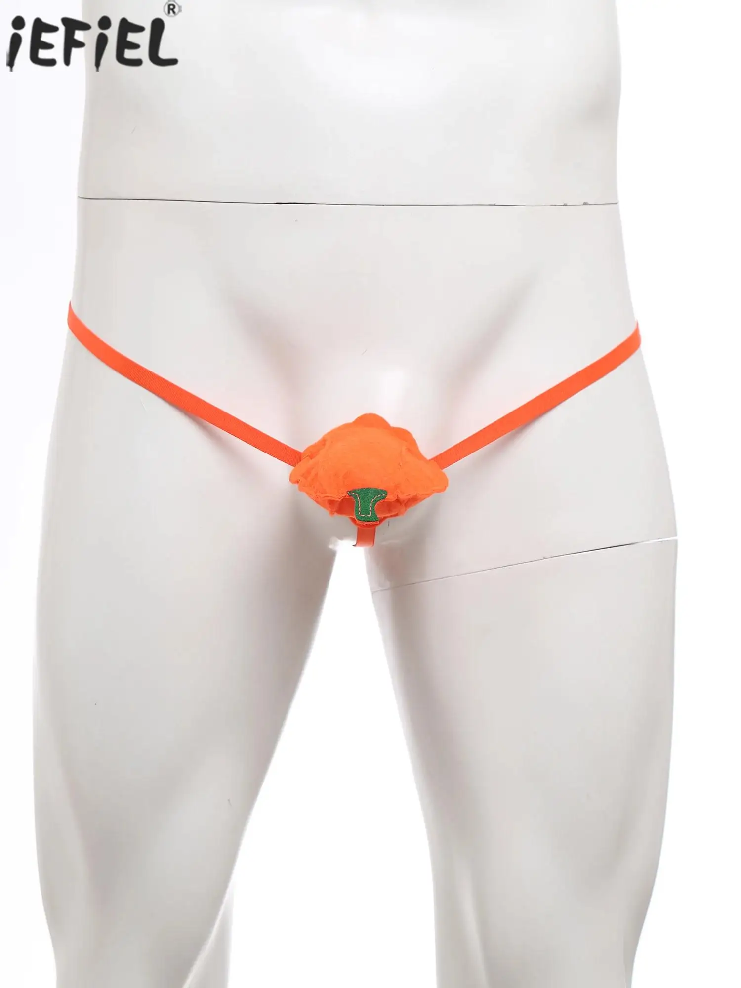 

Men Sissy Halloween Pumpkin Decor T-back Thong Lingerie Tempting T-back Briefs Underwear for Couple's Flirting Dating Nightwear
