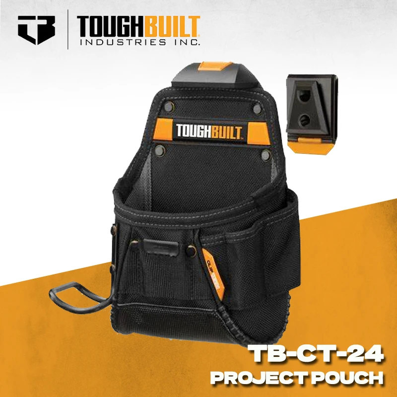 TOUGHBUILT TB-CT-24 Project Pouch Hammer Loop Durable Sturdy Accessibility Invisible Seam Pocket Bag With CLIPTECH