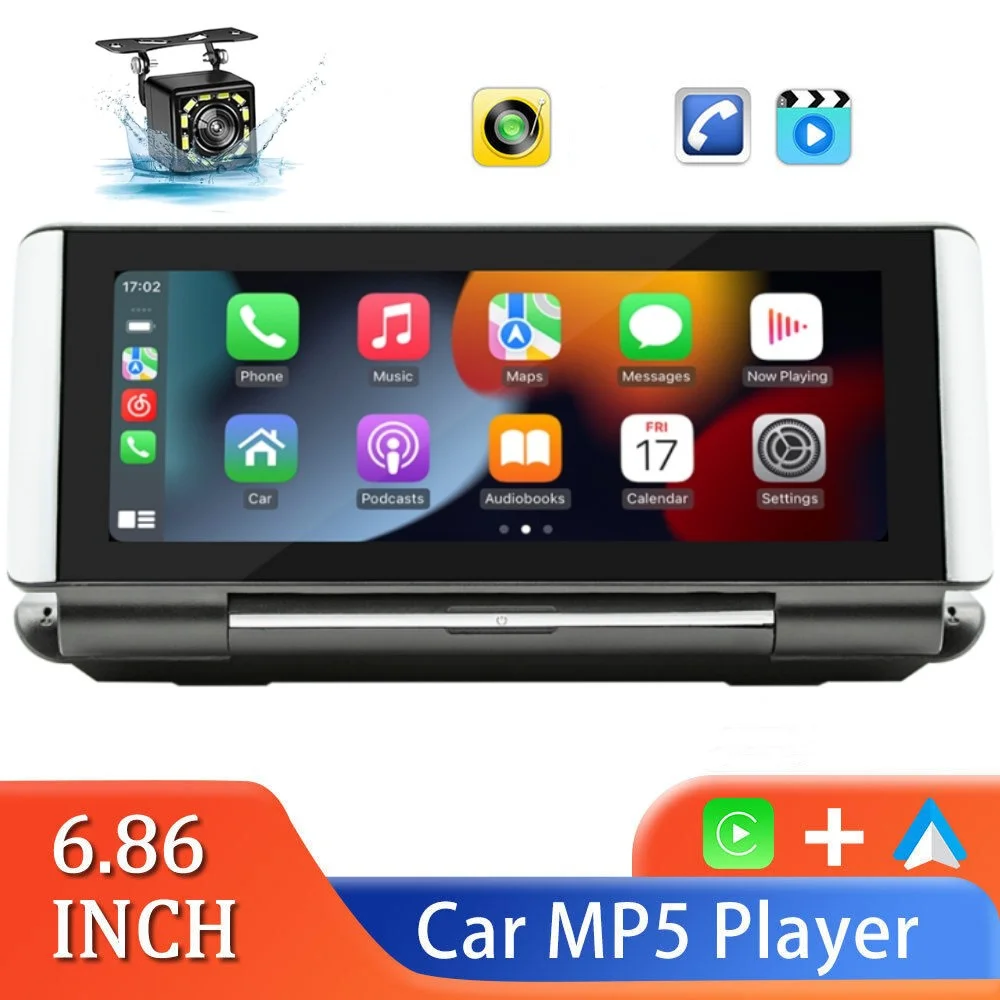 

6.86 Inch Car Player MP5 Wireless CarPlay Android Car Phone Screen Portable BT/AUX/FM Transfer Touch Foldable