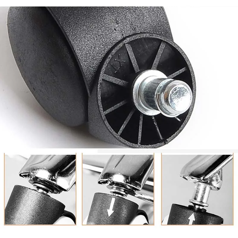 1 Pcs 2 Inch Caster Nylon Wheel Executive Chair Office 360 Degree Chair Swivel Rollers High Quality Stem Universal Mute Black