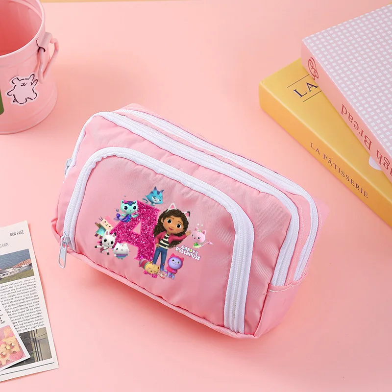 

Gabby Dollhouse Large Pencil Cases Cartoon Printed Letter A-Z Pen Bags Kawaii Polyester Writing Case Boys Girls School Supplies