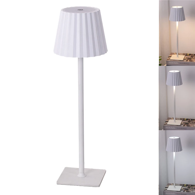 

Charging Bar Atmosphere Pleated High Table Lamp Touch Dining Table Lamp Bedroom Decorative Lamp Bedside High-End Night Light