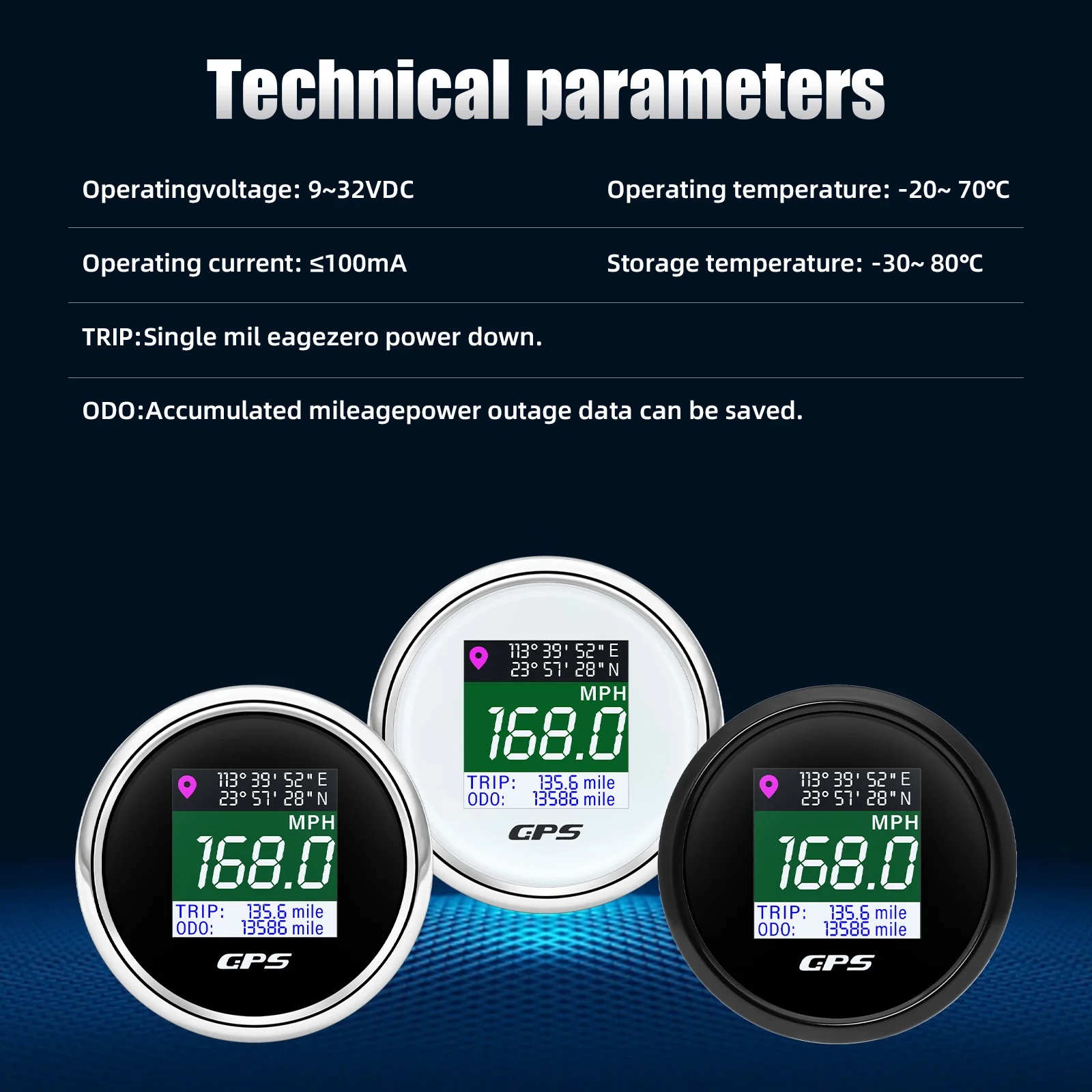 52mm GPS Speedometer Odometer Adjustable LCD Odometer Speed Gauge with GPS Antenna for Boat Car Motorcycle Motor Yacht