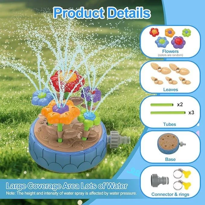1Set Kids Flower Water Sprinkler Toy, Plastic Colorful Outdoor Water Spray Toy, Summer Backyard Lawn Garden Play