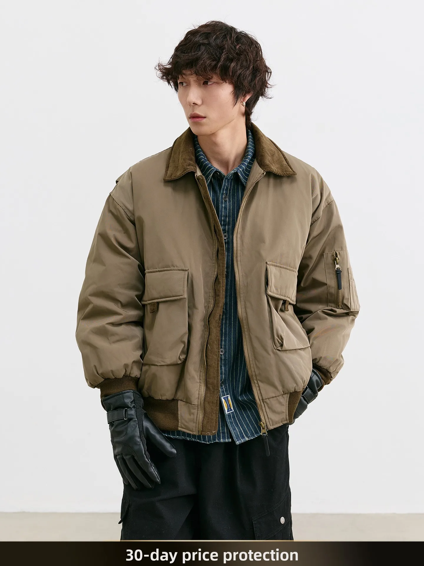 

Мужская зимняя куртка-пуховик в американском ретро-стиле с воротником-стойкой, цветной вельвет, 90% пух, большая размерная модель, рабочая одежда, верхняя одежда