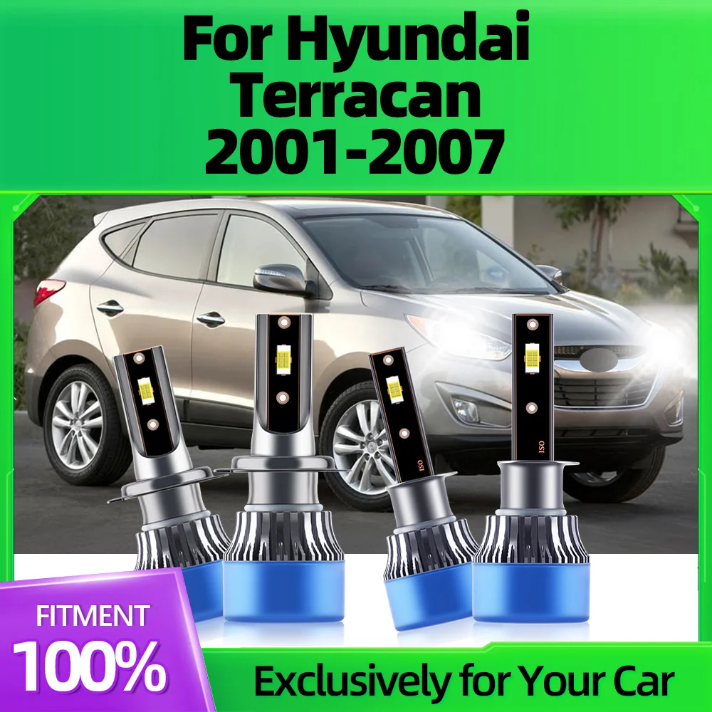 2/4Pcs LED Car Headlight 80W High Quality Auto Lamps 3570 CSP Chips For Hyundai Terracan 2001 2002 2003 2004 2005 2006 2007