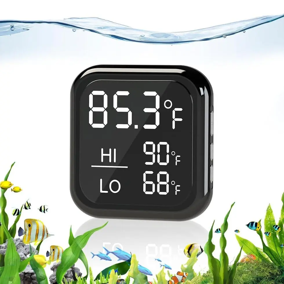 Termómetro Digital LED Inteligente para Acuario, Monitor de Temperatura del Agua con Alerta de Alta/Baja, Montaje Externo, Fahrenheit, Electrónico, 1 Pieza