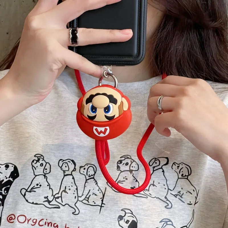 Super Mario Bros Phone Lanyard Anime Anti-lost Lanyard Strap Phone Safety Tether Keychain Chain Rope Cartoon Card Holder Strap