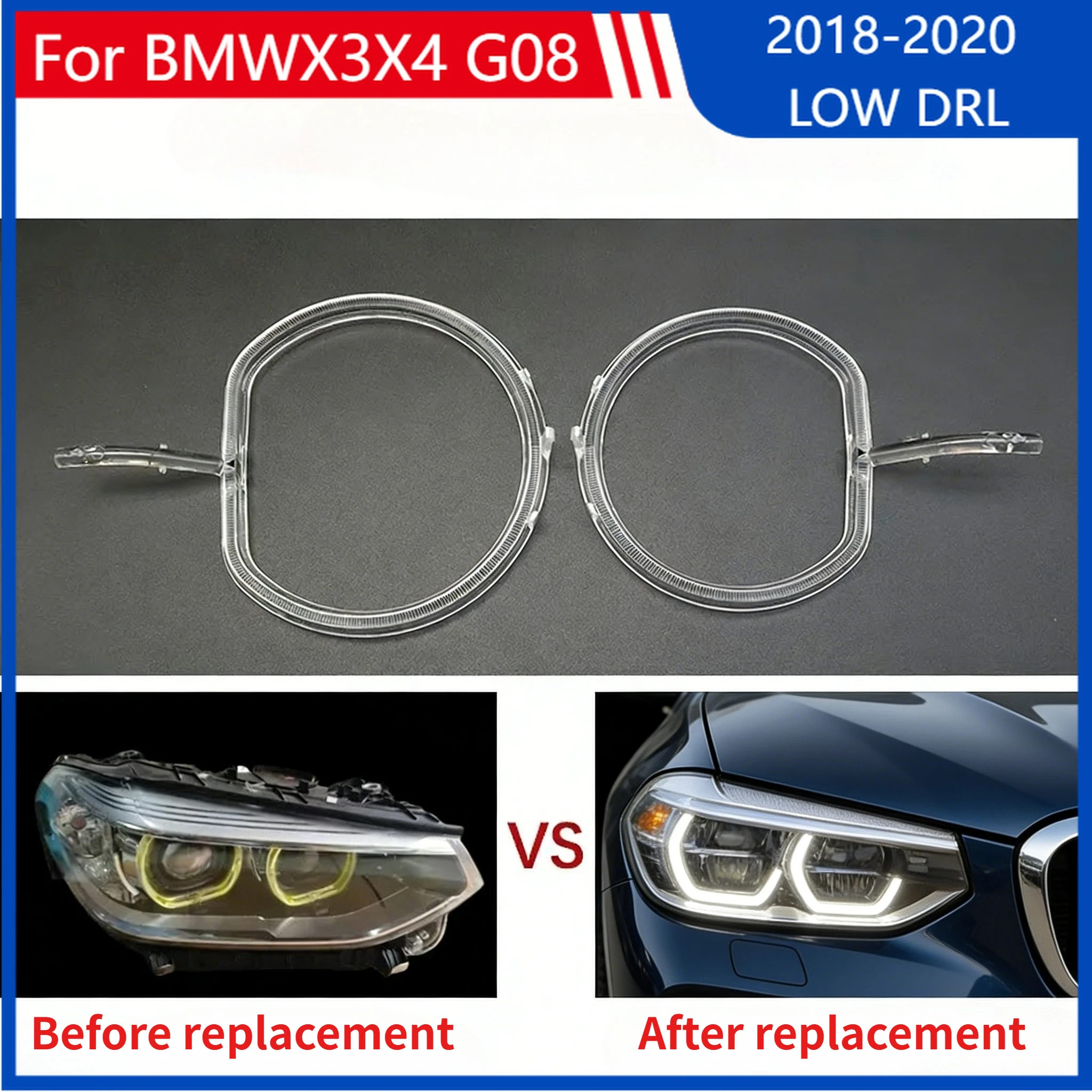 

For BMW X3 X4 G01 G08 2018-2020 Car Headlight Daytime Running Lights DRL Guide Strip White Light LOW Angel Eye Ballast Module