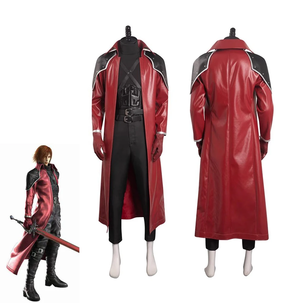 FF7 Genesis Rhapsodos Cosplay Costume Game Final Fantasy VII Crisis Core Battle Suits Adult Mens Halloween Party Roleplay Outfit