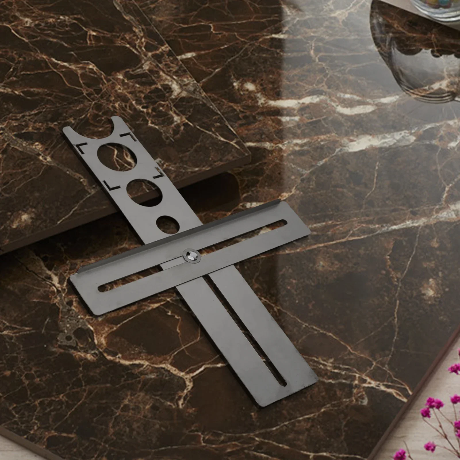 Decorated Work Multifunction Ruler Effective Stainless Steel Ceramic Tile Hole Locator Ruler For Accurate Drilling
